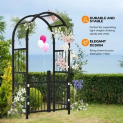 Karl Home 86 In. Black Pvc Garden Arbor With Gate -Karl Home Shop GUEST 64b01548 9a66 45c5 b778 2f9711d5706d