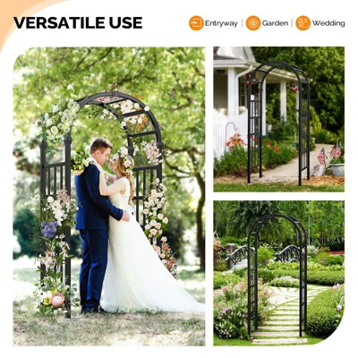 Karl Home 7.2FT Black PVC Garden Arbor 7 Karl Home 7.2FT Black PVC Garden Arbor - Image 5