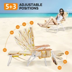 Karl Home Yellow Aluminum Folding Beach Chair(Set Of 1) -Karl Home Shop GUEST 671a6469 a79e 4ed3 9545 5581e5d37b78
