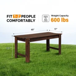 Karl Home | 39 In. Solid Wood Backless Garden Bench