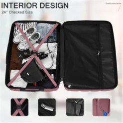 Karl Home 3 Piece Set Of Vertical Striped Trolley Cases (20in, 24in, 28in) ABS PC Material Black -Karl Home Shop GUEST 68a6e87c 103f 4558 8e6b a5b97b3f2ecf