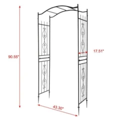 Karl Home 43.31'' W X 17.52'' D Black Outdoor Iron Arbor