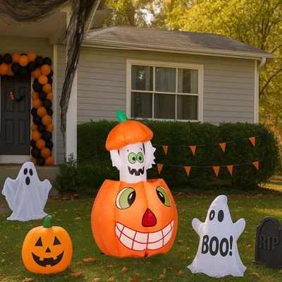 Karl Home 2.8 FT Lighted Halloween Inflatables Animated Pumpkin Ghost Outdoor Decoration 4 Karl Home 2.8 FT Lighted Halloween Inflatables Animated Pumpkin Ghost Outdoor Decoration - Image 2