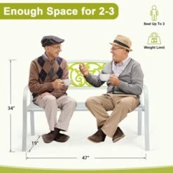 Karl Home | White Steel Patio Bench With Yellow Backrest