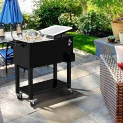 Karl Home Black Detachable 80 Qt. Outdoor Rolling Cooler Cart -Karl Home Shop GUEST 74644d2c 72be 4dee ab2a 89e5b64de183