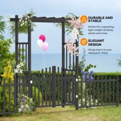 Karl Home 85 In. Black Pvc Garden Arbor With Gate And Fence -Karl Home Shop GUEST 77c7f08b 2596 4ae8 a977 307bd58de19b