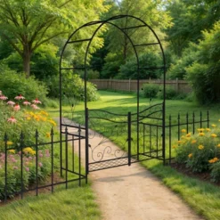 Karl Home 7.2 FT Outdoor Metal Arbor With Gate And Fence -Karl Home Shop GUEST 78f12c31 87d8 4eaa af0d 45b8c6e1135d