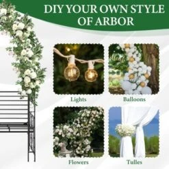 Karl Home 6.7' H Metal Outdoor Arbor With Bench