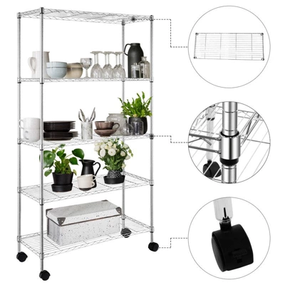 Karl Home 35.43 In.W Metal Shelving Unit With Wheels 8 Karl Home 35.43 In.W Metal Shelving Unit With Wheels - Image 6