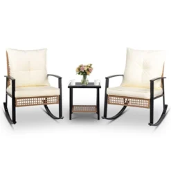 Karl Home Patio 3-Piece Wicker Rocking Conversation Set