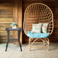 Karl Home| Square Glass Outdoor Side Table -Karl Home Shop GUEST 80497147 a008 404f 8285 4c931e40144d