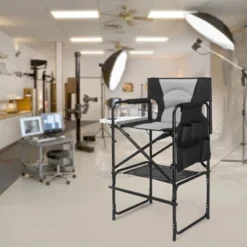 Karl Home 30in Portable Folding Director Chair Makeup Artist Chair With Side Table