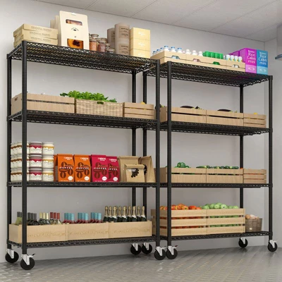 Karl Home Heavy Duty Storage Adjustable Metal Shelves 55.12inch W Wire Shelving Unit With Wheels 3200LBS NSF 3 Karl Home Heavy Duty Storage Adjustable Metal Shelves 55.12inch W Wire Shelving Unit With Wheels 3200LBS NSF