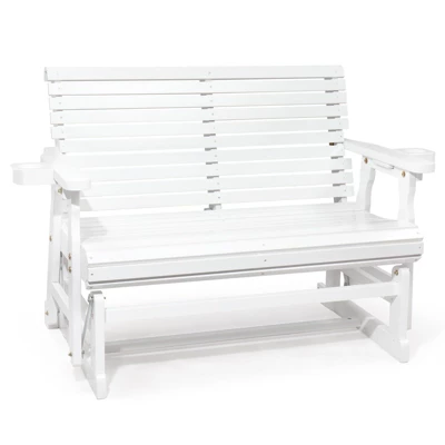 Karl Home | 48 In. Solid Wood Patio Glider Bench With Cup Holder 12 Karl Home | 48 In. Solid Wood Patio Glider Bench With Cup Holder - Image 10