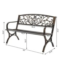 Karl Home|Ethanael Powder Coated Steel Outdoor Bench