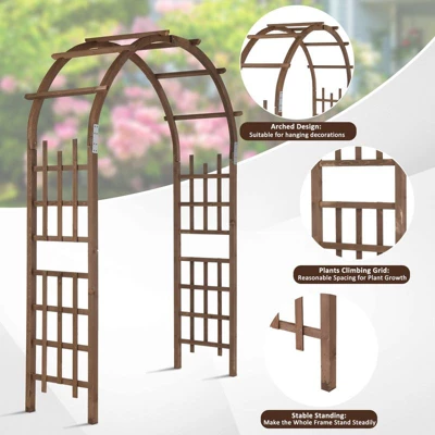 Karl Home 58.1'' W X 23.2'' D Outdoor Solid Wood Arbor 4 Karl Home 58.1'' W X 23.2'' D Outdoor Solid Wood Arbor - Image 2