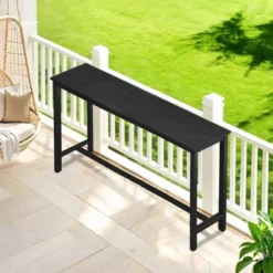 Karl Home Patio Fir Wood Black Bar Table