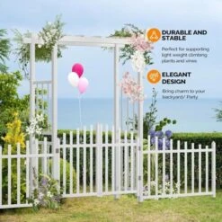 Karl Home 85 In. White Pvc Garden Arbor With Gate And Fence -Karl Home Shop GUEST 8a3bfbbd f4ba 4da0 a29b 05f55bb16170