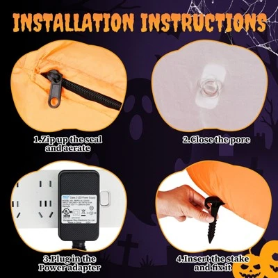 Karl Home 2.8 FT Lighted Halloween Inflatables Animated Pumpkin Ghost Outdoor Decoration 8 Karl Home 2.8 FT Lighted Halloween Inflatables Animated Pumpkin Ghost Outdoor Decoration - Image 6