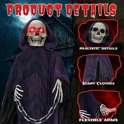 Karl Home 6ft Halloween Decorations Outdoor Animatronics Grim Reaper With Chain, 4 Karl Home 6ft Halloween Decorations Outdoor Animatronics Grim Reaper With Chain, - Image 2