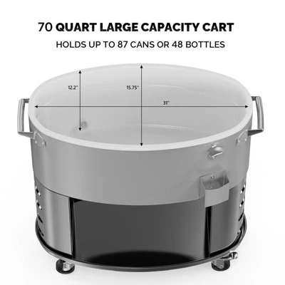 Karl Home 70QT Oval Freezer Patio Cooler Cart 6 Karl Home 70QT Oval Freezer Patio Cooler Cart - Image 4