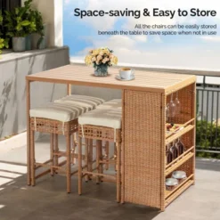 Patio 5-Piece Wicker Serving Bar Set With Cushions -Karl Home Shop GUEST 8f8896ab e89a 47c7 b8bd 4fc747c19279