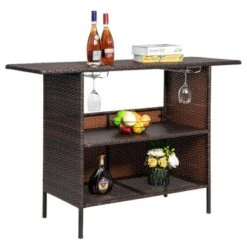 Karl Home Rectangular Wicker/Rattan Outdoor Bar Table