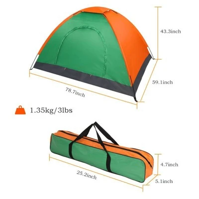 Karl Home | 2-Person Green And Orange Camping Tent 4 Karl Home | 2-Person Green And Orange Camping Tent - Image 2