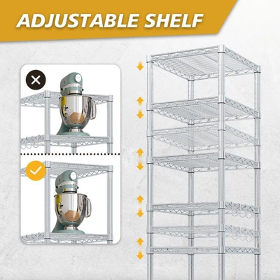Karl Home 8 Tier Heavy Duty Adjustable Metal Traneka 70.87inch H Wire Shelving Unit With Wheels 1344 LBS NSF 10 Karl Home 8 Tier Heavy Duty Adjustable Metal Traneka 70.87inch H Wire Shelving Unit With Wheels 1344 LBS NSF - Image 8