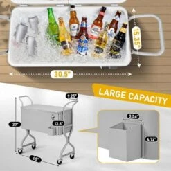Karl Home 80 QT Gray Outdoor Cooler Cart -Karl Home Shop GUEST 99d65361 85a2 440d 9e76 5ec30087b013