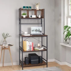 Karl Home 5-Tier Kitchen Bakers Rack With 10 S Hooks And 3 Cubes Rustic Brown -Karl Home Shop GUEST 9b8b65ea b3d8 4ee7 bf86 92e22b53ed8c