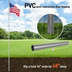 Karl Home 30ft Silver Sectional Aluminum Alloy Flag Pole Kit -Karl Home Shop GUEST 9e2373e3 ab44 4c5d b189 bf27ac0f623d