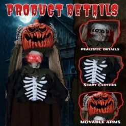 Karl Home 5.6ft Halloween Decorations Outdoor Animatronics Ghost With Pumpkin Head