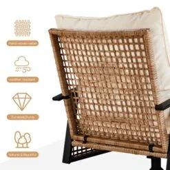 Patio 3-Piece All Weather Wicker Swivel Rocking Patio Conversation Set With Beige Cushions -Karl Home Shop GUEST 9ed7231b e546 4888 8d85 cd770af82a4f