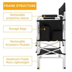 Karl Home 31in Portable Foldable Director Chair Makeup Artist Chair With Side Table Black -Karl Home Shop GUEST a06e0d9f c824 4c13 b073 9351d76ca450