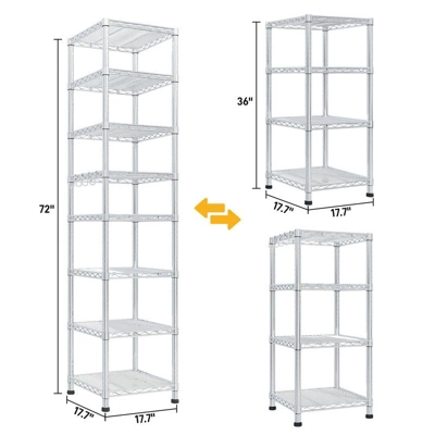 Karl Home 8 Tier Heavy Duty Adjustable Metal Traneka 70.87inch H Wire Shelving Unit With Wheels 1344 LBS NSF 4 Karl Home 8 Tier Heavy Duty Adjustable Metal Traneka 70.87inch H Wire Shelving Unit With Wheels 1344 LBS NSF - Image 2