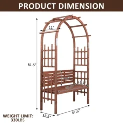 Karl Home 47.6'' W X 18.5'' D Outdoor Solid Wood Arbor With Bench