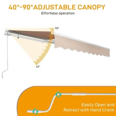 Karl Home | 12 Ft. X 10 Ft. Brown Polyester Cover Retractable Patio Awning 4 Karl Home | 12 Ft. X 10 Ft. Brown Polyester Cover Retractable Patio Awning - Image 2