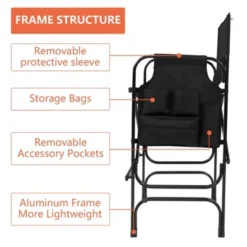 Karl Home 30in Portable Folding Director Chair With Collapsible Side Table Black -Karl Home Shop GUEST a79c65f7 c6e4 4e1b 8f4c c9f2b1540501