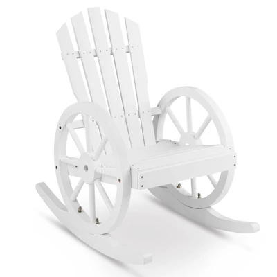 Karl Home | 23.5-Inch Adirondack Wagon-inspired Wooden Outdoor Rocking Chair 4 Karl Home | 23.5-Inch Adirondack Wagon-inspired Wooden Outdoor Rocking Chair - Image 2