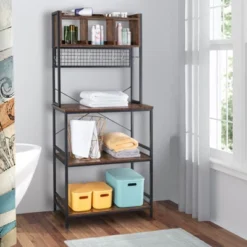 Karl Home 5-Tier Kitchen Bakers Rack With 10 S Hooks And 3 Cubes Rustic Brown -Karl Home Shop GUEST a82e583e 0661 42c1 a862 788855ea6c20