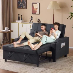 Karl Home |Tufted Upholstered Cat's ClaWide Leather Sleeper Sofa Bed -Karl Home Shop GUEST a99bd49b 34fd 4514 b630 6ee302304dc2