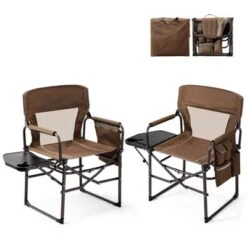 Karl Home Brown Metal Folding Beach Chair(Set Of 2) -Karl Home Shop GUEST aa4c7b24 3219 415d beb9 a172dc7e7132