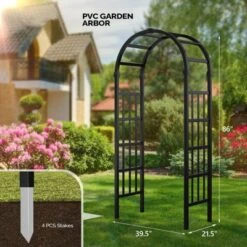 Karl Home 7.2FT Black PVC Garden Arbor