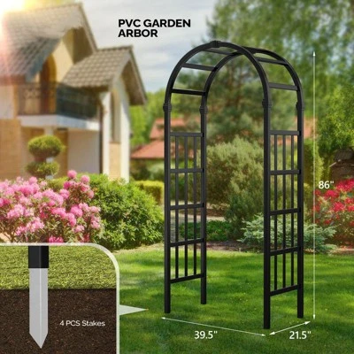 Karl Home 7.2FT Black PVC Garden Arbor 3 Karl Home 7.2FT Black PVC Garden Arbor