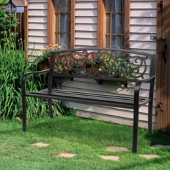 Karl Home | 47 In. Black Iron Outdoor Bench