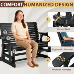 Karl Home | 48 In. Solid Wood Patio Glider Bench With Cup Holder 14 Karl Home | 48 In. Solid Wood Patio Glider Bench With Cup Holder -Karl Home Shop GUEST b200de39 21f1 41bc 9b46 e65b1861a1d1