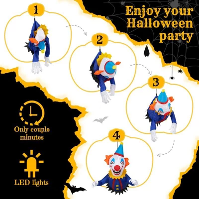 Karl Home 3.3 FT Halloween Inflatable Clown Broke Out From Window Outdoor Decorations 5 Karl Home 3.3 FT Halloween Inflatable Clown Broke Out From Window Outdoor Decorations - Image 3