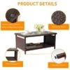 Karl Home| 2-Layer Brown Outdoor Wicker Coffee Table With Glass Tabletop