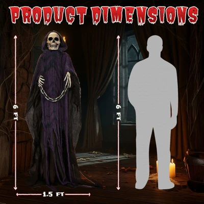Karl Home 6ft Halloween Decorations Outdoor Animatronics Grim Reaper With Chain, 7 Karl Home 6ft Halloween Decorations Outdoor Animatronics Grim Reaper With Chain, - Image 5
